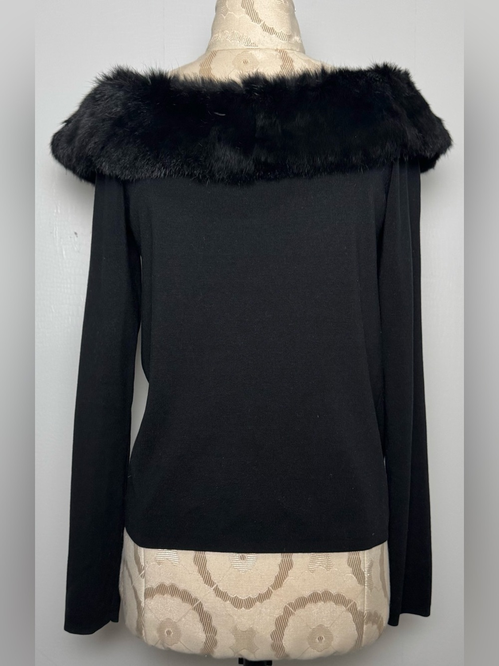 Vintage Willi Smith Silk Rabbit Fur Off Shoulder Sweater Black L